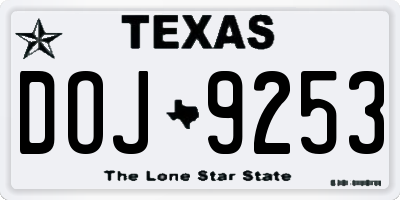 TX license plate DOJ9253