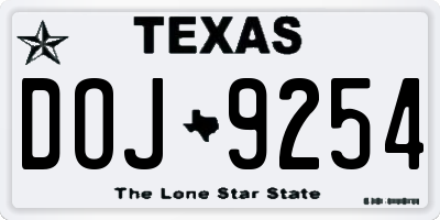 TX license plate DOJ9254