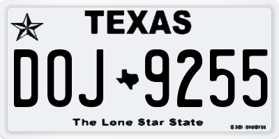 TX license plate DOJ9255