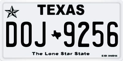 TX license plate DOJ9256