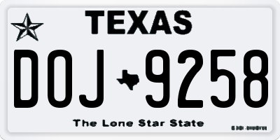 TX license plate DOJ9258