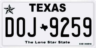 TX license plate DOJ9259