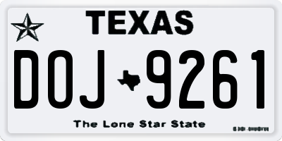 TX license plate DOJ9261