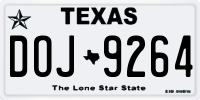 TX license plate DOJ9264