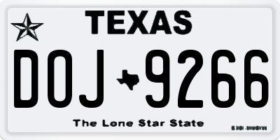 TX license plate DOJ9266