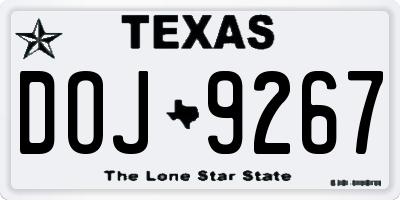 TX license plate DOJ9267