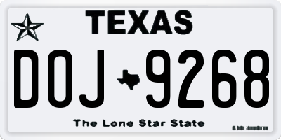 TX license plate DOJ9268