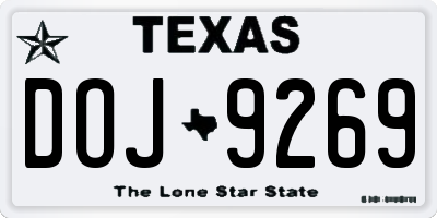TX license plate DOJ9269