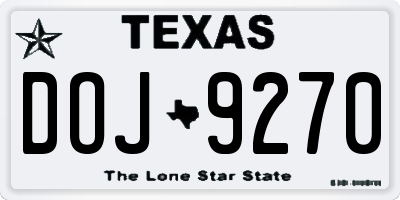 TX license plate DOJ9270