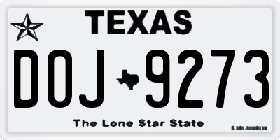 TX license plate DOJ9273