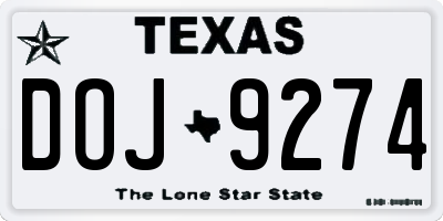 TX license plate DOJ9274