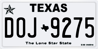 TX license plate DOJ9275