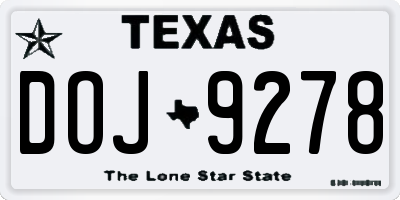 TX license plate DOJ9278