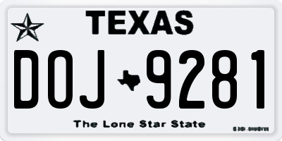 TX license plate DOJ9281