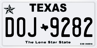 TX license plate DOJ9282