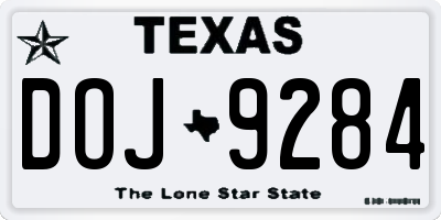 TX license plate DOJ9284