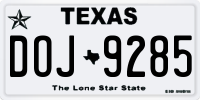 TX license plate DOJ9285