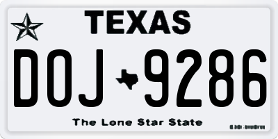 TX license plate DOJ9286