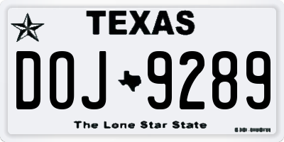 TX license plate DOJ9289