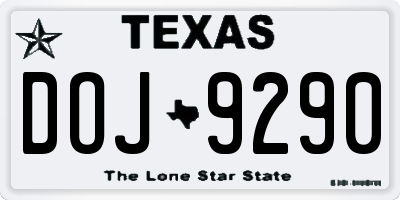 TX license plate DOJ9290