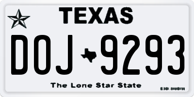 TX license plate DOJ9293