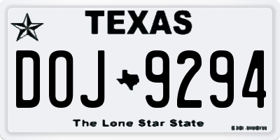 TX license plate DOJ9294