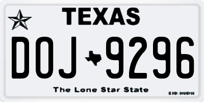TX license plate DOJ9296