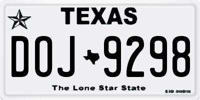 TX license plate DOJ9298