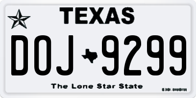 TX license plate DOJ9299