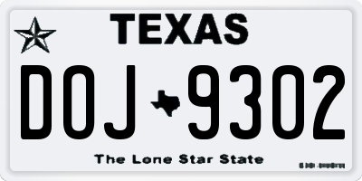 TX license plate DOJ9302