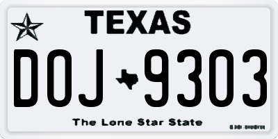 TX license plate DOJ9303