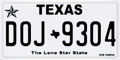 TX license plate DOJ9304