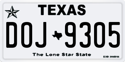 TX license plate DOJ9305