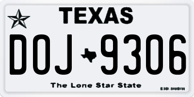 TX license plate DOJ9306