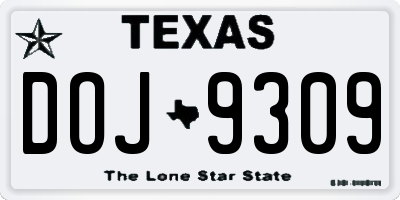 TX license plate DOJ9309
