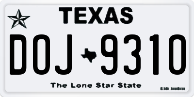 TX license plate DOJ9310