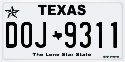 TX license plate DOJ9311