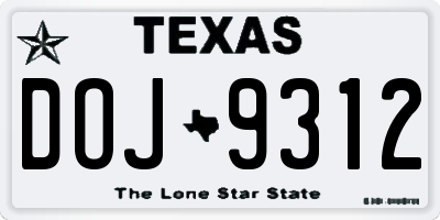 TX license plate DOJ9312