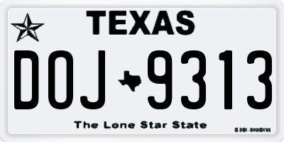 TX license plate DOJ9313