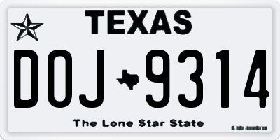 TX license plate DOJ9314