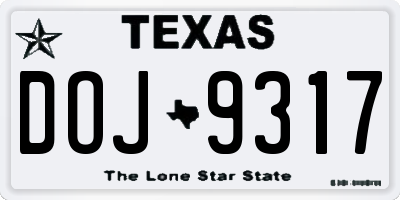 TX license plate DOJ9317