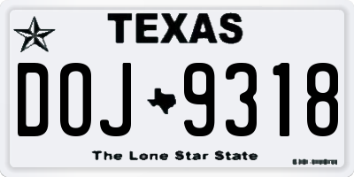 TX license plate DOJ9318