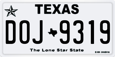 TX license plate DOJ9319