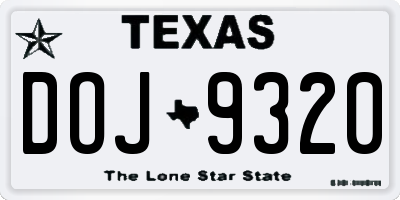 TX license plate DOJ9320