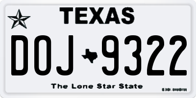 TX license plate DOJ9322
