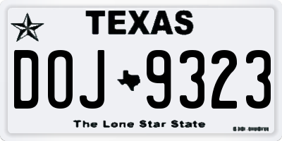 TX license plate DOJ9323