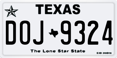 TX license plate DOJ9324