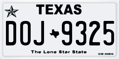 TX license plate DOJ9325