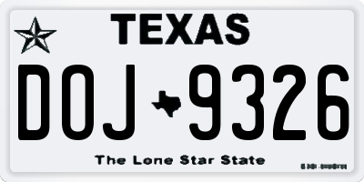 TX license plate DOJ9326
