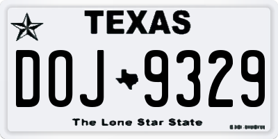 TX license plate DOJ9329